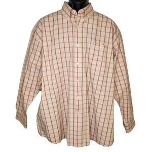 George Straight Wrangler Size XXL Long Sleeve Button Down Shirt Orange Plaid